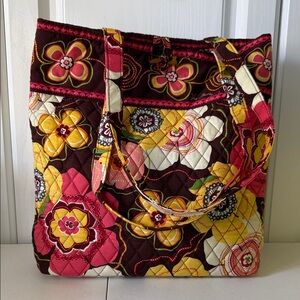 New - Vera Bradley Quilted Floral Tote in Burgundy, Pink & Yellow